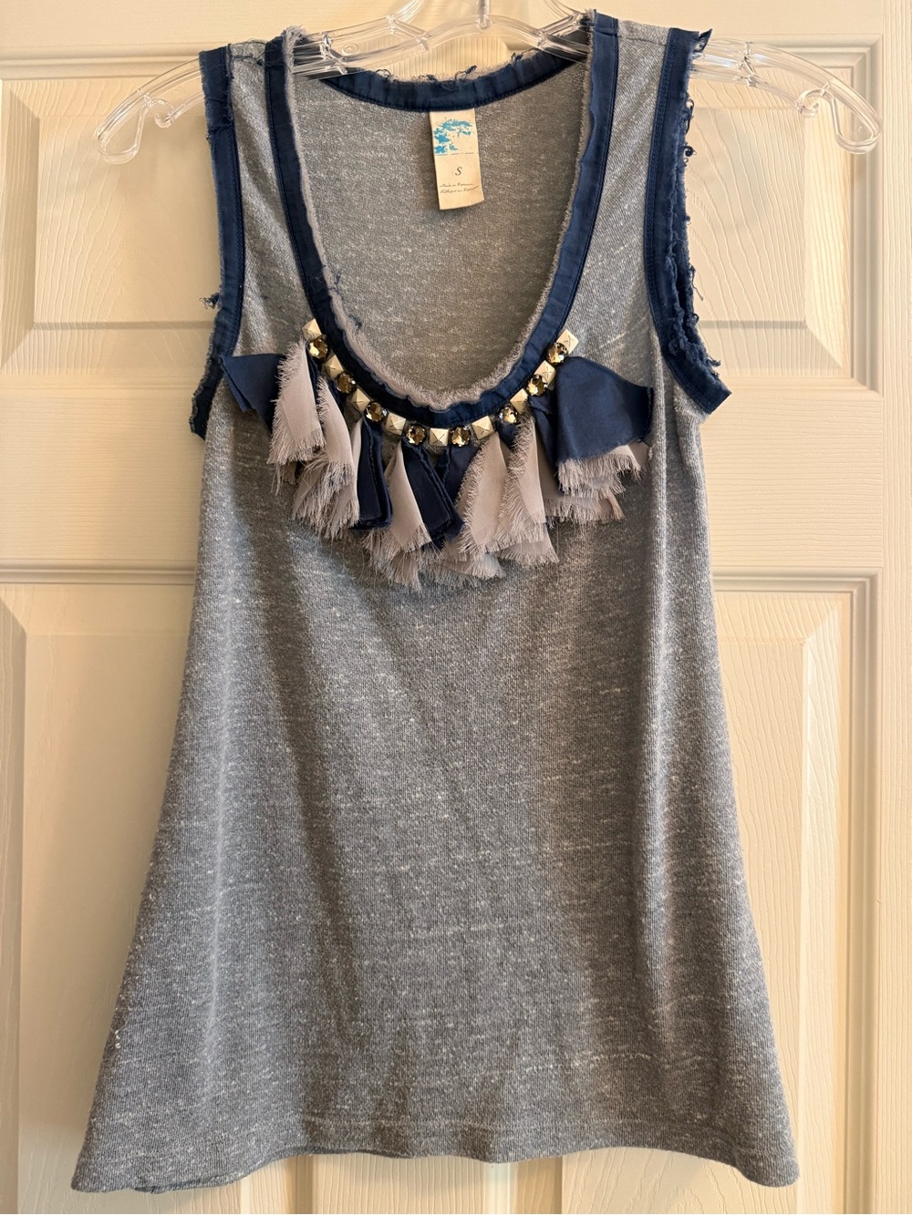 Anthropologie Women’s Gray Tassel-Trim Tank Top